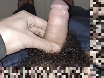 Furry cock pressed to piss