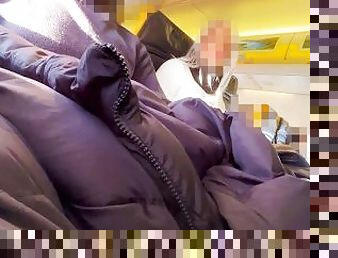 Dick Flash! The passenger girl in the seat next to me gives me a handjob on the plane