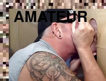Gloryhole real DILF sucks cock in private homemade video