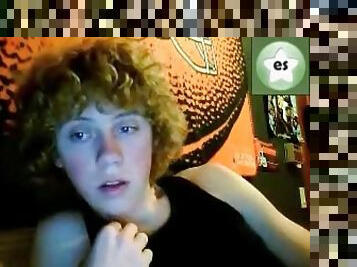 Curly hair webcam twink jerks off