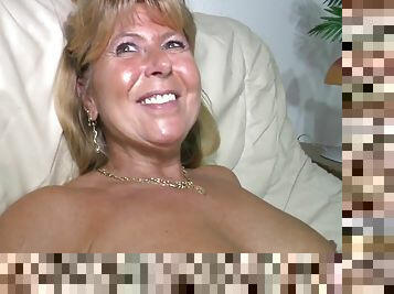 German Blonde Milf Closes The Door To Be Filmed As She Fearlessly Shoves The Biggest Sex Toy At Her Disposal