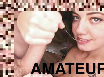 amatör, avsugning, deepthroat, smutsig, massiv