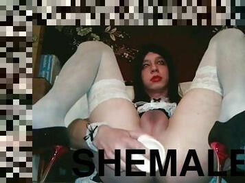 Cute and sexy femboy vladasexytrans fists her broken hole