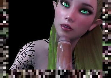 Cute Wood Elf POV Blowjob on her Knees  3D Porn