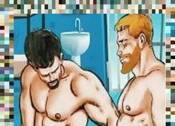 anal, énorme-bite, gay, ejaculation-interne, couple, européenne, euro, hentai, musclé, prison-prison