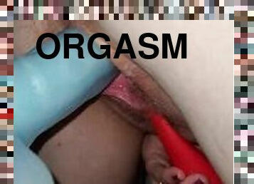 orgasme, fisse-pussy, sprøjte, kone, amatør, milf, sperm, maskiner, dildo, røv-butt