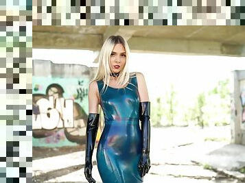 udendørs, offentlig, amatør, blond, fetish, latex, solo