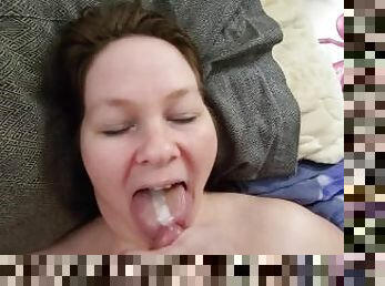 orgasm, fru, amatör, avsugning, cumshot, milf, hemmagjord, par, bbw, sväljer