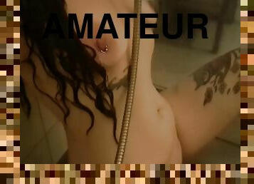 cul, baignade, gros-nichons, amateur, maison, doigtage, percé, douche, solo, brunette