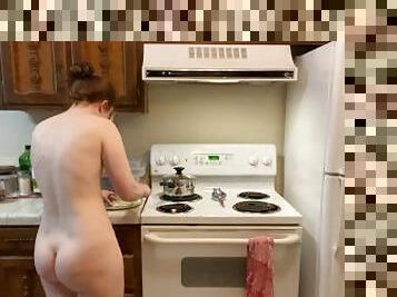 Lazy Ass Babe Warms Up Groceries ~ Naked in the Kitchen Episode 54