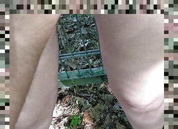 orgasme, pisser, public, chatte-pussy, giclée, amateur, cam, voyeur, attrapée, forêt