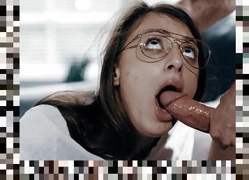 Deep dose of cock for the nerdy teen with facial in the end