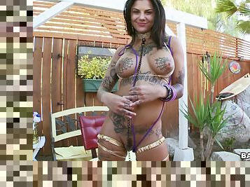 Deep backyard anal for tattooed babe with insane jugs