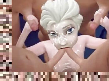 Elsa Frozen Bukkake Blowbang 3D Hentai