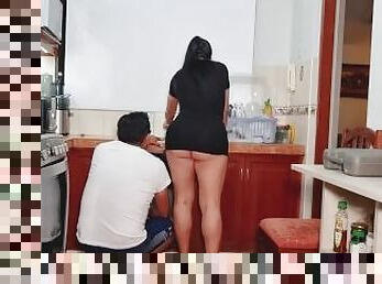 Plumber neighbor visits sexy wife while her husband is not home, happy ending