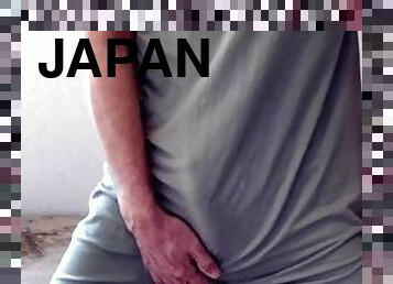 Japanese man masturbates with T-shirt dress