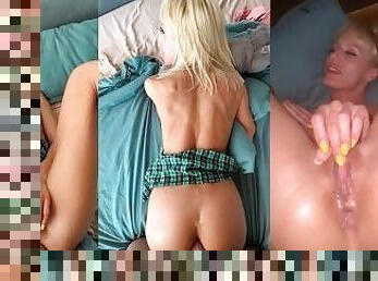 Onlyfans leaks, a sex tape of a skinny small ass blonde sucking a big cock and doing anal in POV