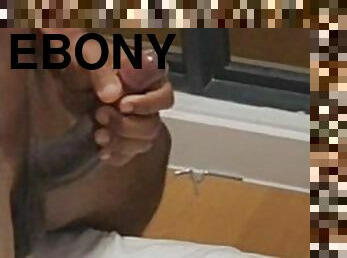ebony freak kinky jerking off cum