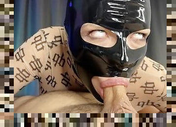 orgasm, avsugning, deepthroat, sprut, fantastisk, latex, gagging, kuk, maskiner-mask, sugande