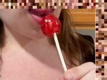 BBW stepmom MILF lollipop taste