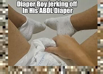 Diaper Boy jerking off In His ABDL Diaper