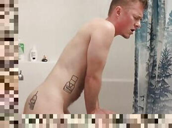 Hairy Tattooed Trans Guy In The Bathroom Letting Off Some Steam [humps bathtub, hot and cold shower]