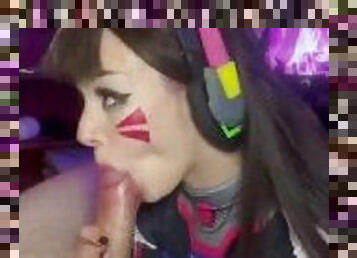 CUMSLUT D.Va from Overwatch - BLOWJOB with FACIAL and CUMPLAY