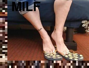 milf, pieds, fétiche, blanc, diffusion, orteils