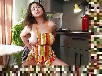 18yo teen solo masturbation in kitchen Lola Bredly - erotic solo with big natural tits