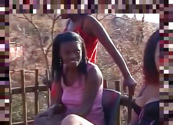 Hot Black Ebony Cheerleaders College Frat Fun BBQ Turns Wild Sex Orgy