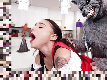 Brunette Spinner Fucks On Halloween - Cosplay Sex with Red Riding Hood Kharlie Stone