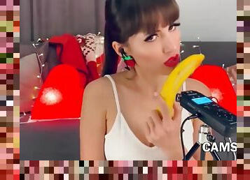 Delicious Blowjob with Banana on Webcam