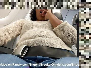 Lush control on airplane Ebony Latina Public Sneaky Orgasm