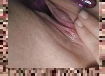 Pink pussy on purple dildo