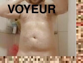 baignade, énorme, masturbation, amateur, énorme-bite, cam, voyeur, douche, solo, boules