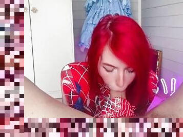 Sexy Mary Jane Suck big Cock in a Spiderman costume
