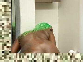Ebony get caught in shower
