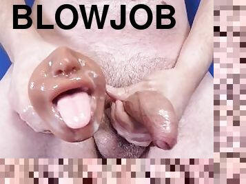 Blowjob Toy Gets Fucked Hard by Big Dick Until It's Filled and Covered with Cum