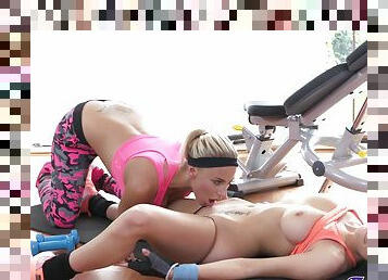 Sex at the gym between two fit lesbians with insane forms