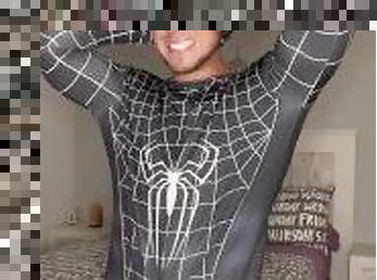 Spiderman boy gym cum without hands, onlyfans guy