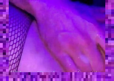 Female Orgasm at CAM4 Show Party - Sexy Milf masturbating wet pussy in Tight Fishnet Stockings
