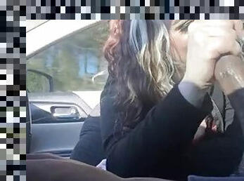 Bbw blowjob in the front seat