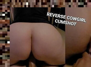 MILF In BLACK NIGHTIE - REVERSE COWGIRL CLOSE UP POV - NICE ROUND ASS - BIG BOOTY PAWG HUGE CUMSHOT