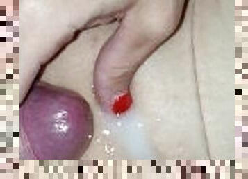 kæmpestor, fisse-pussy, amatør, udløsning, hjemmelavet, creampie, par, sperm, hollandsk, pik