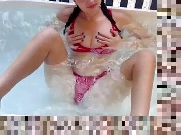 Amateur Brunette Big Tits POV Dildo Blowjob Bath