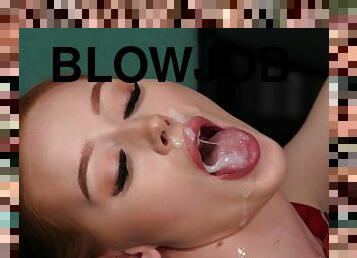 Redhead Eats Juicy Jizz - Gimme The Same - Cumshots