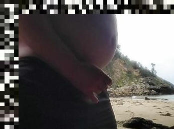 masturbation, en-plein-air, amateur, plage, solo, bite