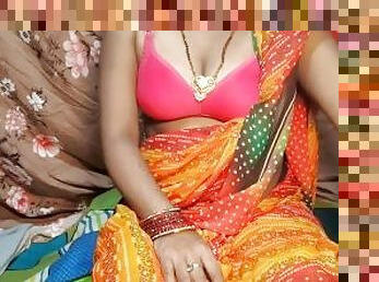 She took off her saree and petticoat and got naked and got her pussy and ass fucked two cocks from