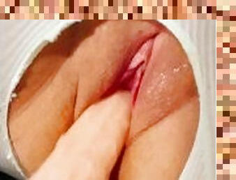 masturbation, fitta-pussy, amatör, tonåring, leksak, pov, sprut, blond, söt, perfekt