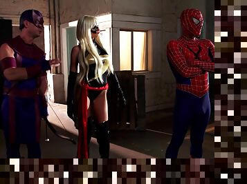 Extreme DC role play with Spider Man to ruin some good pussy